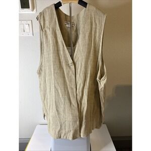 Sharon Anthony Women's Vest One-Button Beige Plus Size 3XL